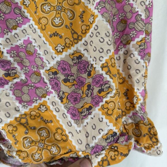 Disney Minnie Mouse Pajama Shorts Women's Medium Yellow Purple Western Rayon - Picture 3 of 9